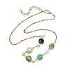 Handmade Natural Green Line Jasper Round Beaded Station Necklaces NJEW-JN06199-3