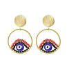 Evil Eye Handmade Glass Seed Beads Dangle Stud Earrings EJEW-MZ00371-01-2