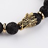 Natural Lava Rock Stone Stretch Bracelets with Tibetan Style Mix Shapes Alloy Beads BJEW-K075-AG-3
