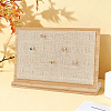 28-Slot Wooden Slant Back Jewelry Ring Organizer Display Stands with Linen Cloth Mat ODIS-WH0043-266-4