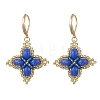Clover Glass Seed & Synthetic Imperial Jasper Woven Leverback Earrings EJEW-MZ00658-02-3