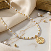 304 Stainless Steel Saint Benedict Medal Pendant Glass and Brass Beaded Short Necklaces for Women Daily Wear AB8901-2