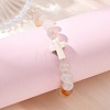 Natural Cherry Blossom Agate & Synthetic Turquoise Cross & Round Beaded Stretch Bracelets for Women Men BJEW-JB13926-01-4