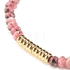 Natural Malaysia Jade(Dyed) Rondelle Beaded Stretch Bracelet with Brass BJEW-JB07967-04-4