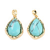 Synthetic Turquoise Teardrop Pendants KK-C051-59G-01-1