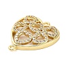 Brass Micro Pave Clear Cubic Zirconia Heart Connector Charms KK-L229-054G-2