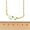 Shell Pearl Branch Pendant 304 Stainless Steel Cable Chain Necklaces for Women NJEW-JN06153-4
