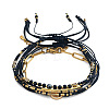 4Pcs 4 Styles Brass & Glass Seed Beads Braided Bead Bracelets BZ6488-1-5