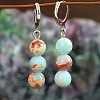 Bohemian Round Natural Shoushan Stone Leverback Earrings WG6DE05-04-1