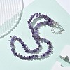 Natural Amethyst Chip Beaded Necklaces for Men Women NJEW-G159-01U-3