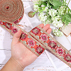 5 Yards Embroidered Organza Flower Ribbons SRIB-GL0001-02-3