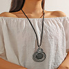 Alloy Glass Pendant Black Waxed Cord Necklaces for Women FS-WG2748D-03-1