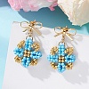 Glass Seed Beads Dangle Stud Earrings EJEW-MZ00702-02-1