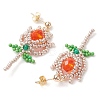 Glass Seed Beads Dangle Stud Earrings EJEW-MZ00326-03-4