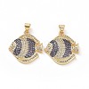 Brass Micro Pave Clear Cubic Zirconia Pendants ZIRC-F135-04G-01-2