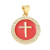 Religion Cross Brass Micro Pave Clear Cubic Zirconia Pendants CU-CBA83A6-03B-G-2