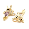 Brass Micro Pave Cubic Zirconia Charms KK-Q085-06G-2