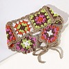 Colorful Flower Crochet Cotton Elastic Headbands OHAR-PW0005-01B-1