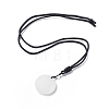 Natural Quartz Crystal Flat Round with Flower of Life Pendant Necklace with Nylon Cord for Women NJEW-P274-02-07-2