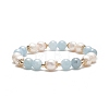 Natural Quartz(Dyed) & Pearl Round Beaded Stretch Bracelet for Women BJEW-JB09246-04-1