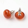 Half Round Dome Natural Red Agate Stud Earrings EJEW-L171-06-1
