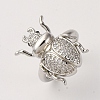 Brass Micro Pave Cubic Zirconia Adjustable Open Cuff Rings for Women RJEW-A072-01D-P-4