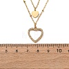 304 Stainless Steel Crystal Rhinestone Heart Pendant Double Layer Necklaces for Women NJEW-P357-03G-3