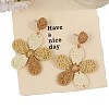 Bohemian Style Flower Alloy Raffia Dangle Stud Earrings FS-WGE633D-01-3