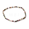 Faceted Rondelle Natural Tourmaline Beads Stretch Bracelets BJEW-JB06383-11-1