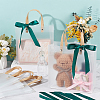Transparent Frosted PVC Plastic Gift Tote Bags with Green Ribbon ABAG-WH0048-68B-4