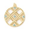 Rack Plating Brass Micro Pave Clear & Cyan Cubic Zirconia Pendants KK-D073-14G-1