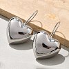 Heart Brass Dangle Earrings EJEW-B132-03P-2