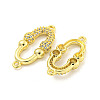 Rack Plating Brass Micro Pave Clear Cubic Zirconia Oval Connector Charms KK-P270-18G-2