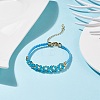 Glass Braided Flower Link Bracelet for Women BJEW-TA00130-02-2