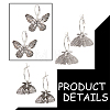 2 Pairs 2 Style Moth & Butterfly Zinc Alloy Dangle Hoop & Leverback Earrings EJEW-AN0002-64-3