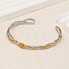 Duo Tone 304 Stainless Steel Twisted Open Cuff Bangles SA-CBA3E4B-03GP-2
