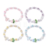 Tulip & Butterfly & Round Two Tone Glass Imitation Jade Beaded Stretch Bracelets for Women BJEW-JB10686-1