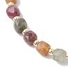 Cube Natural Gemstone & Electroplate Non-magnetic Synthetic Hematite Beaded Stretch Bracelets for Women BJEW-JB13355-4