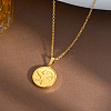 304 Stainless Steel Angel Coin Pendant Necklaces for Women WGF9395-04-1