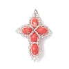 Dyed Synthetic Imperial Jasper with Glass Seed Beaded Pendants PALLOY-MZ01119-05-1