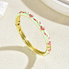 Zinc Alloy Enamel Flower Hinged Cuff Bangles for Women UK8681-2-1