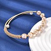 Brass Wire Wrapped Natural  Pearl Cuff Bangles for Women BJEW-D453-05G-3