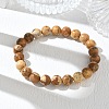 Natural Picture Jasper Round Beaded Stretch Bracelets GG-CBA12F1-02A-05-2