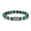 Alloy Nordic Viking Runes 8MM Natural Fuchsite Round Beaded Stretch Bracelets KW3210-19-1