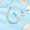 Summer Beach Carved Natural Freshwater Shell and Alloy Shrimp Pendant Starfish Dyed Synthetic Turquoise & Glass Beaded Necklaces for Women NJEW-JN06506-02-1