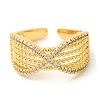 Infinity Brass Micro Pave Cubic Zirconia Open Cuff Rings RJEW-U008-39G-2