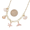 Ocean Alloy Enamel Whale Tail Shell Shape Starfish Pendant Brass Cable Chain and 304 Stainless Steel Satellite Chain Bib Necklaces for Women NJEW-JN05815-02-3