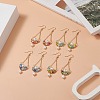 4 Pair 4 Color Natural Pearl & Glass Teardrop with Flower Dangle Earrings EJEW-TA00222-2