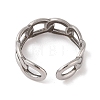 Non-Tarnish 304 Stainless Steel Oval Curb Chain Cuff Rings for Women RJEW-G322-04P-3