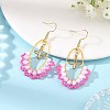 Oval Brass & 304 Stainless Steel Dangle Earrings EJEW-MZ00799-3